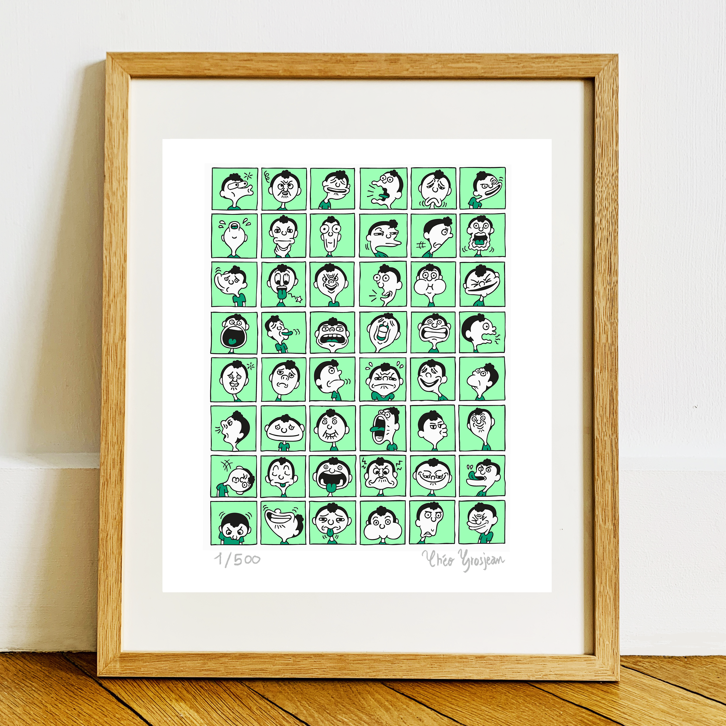 <strong>Les têtes de fou<br><font color="#FF8000">Tirage numéroté et signé par Théo Grosjean</font></strong>